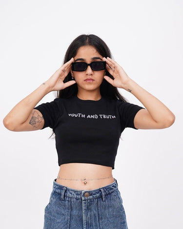 Youth And Truth (Reflective) Burger Bae Round Neck Crop Baby Tee